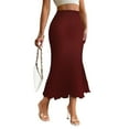thumbnail image 2 of AUSDIOCA Long Skirts for Women High Waisted Solid Color Knit Fishtail Skirts for Summer or Spring, 2 of 6