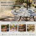 thumbnail image 6 of Round Outdoor Tablecloth with Umbrella Hole and Zipper, Blue Spring Floral Tablecloth with Elastic Waterproof, Vintage Flowers Botanical Farmhouse Patio Table Covers for 36" - 44" Picnic Pool Tables, 6 of 9