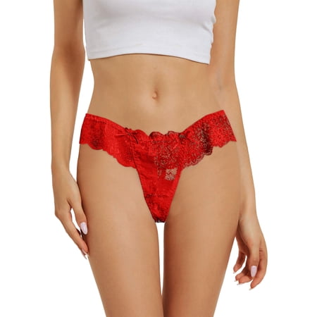 

Briefs For Women Underpants Womens Thong Lace Panties Breathable Quick Dry Thong Panties Red M 3pcs