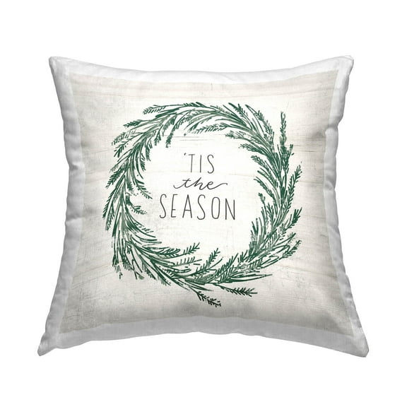 Stupell Industries Tis The Season Wreath Printed Throw Pillow Design by Loni Harris