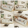 thumbnail image 5 of Wiilayok 84" Velvet Luxury 3 Seat Sofa, Mid-Century Classic Chesterfield Sofa Couch With Button Tufted,Golden Lines for Living Room,Beige, 5 of 7