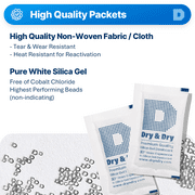 60 packets of 10 gram dry&dry silica gel desiccant- reusable moisture absorber for lens