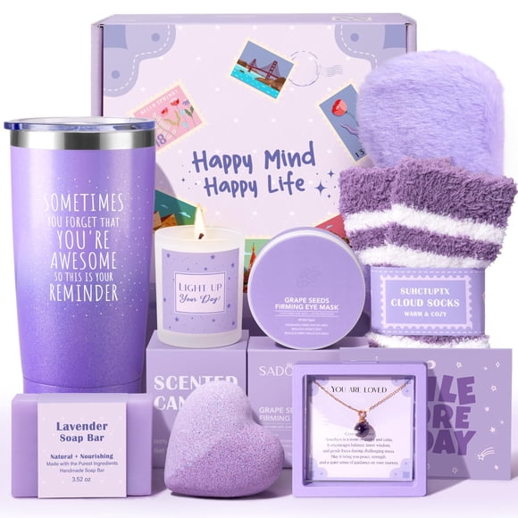 Set de 9 piezas con diseño de lavanda para cuidado personal de Suhctuptx, cesta de regalo