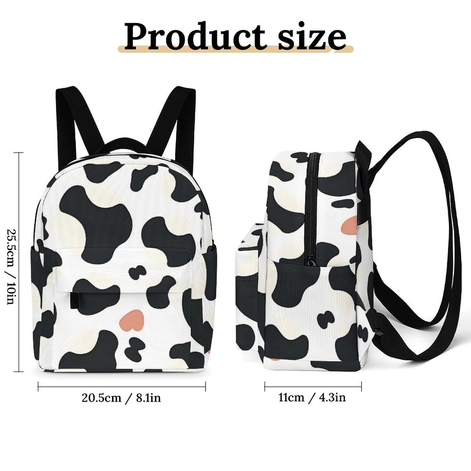 8.1×10in Casual Women'S Backpack With Anti-Contraction And Stretch For Sports Activities Travel Picnics Simple Cow Print Pattern1_3