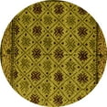 thumbnail image 1 of Ahgly Company Indoor Round Abstract Yellow Modern Area Rugs, 3' Round, 1 of 4