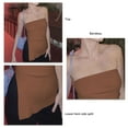 thumbnail image 4 of Brown Sleeveless Tube Top with Irregular Side Slit and Off-the-Shoulder Long Bandeau Style, Split Hem - Size L, 4 of 5