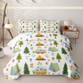 thumbnail image 2 of Catabedysis Floral Camping Quilt Full,Caravan Tent Pattern Full Bedspread Sets For Boys,Multicolor,3-Piece, 2 of 7