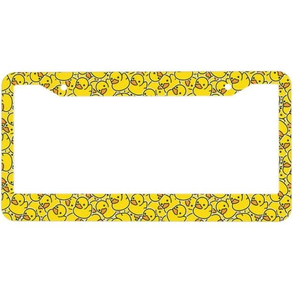 Yellow Classic Rubber Duck License Plate Frames - License Plate Covers, 2 Packs Universal Aluminum Tag Frame for Front and Rear Car Tags