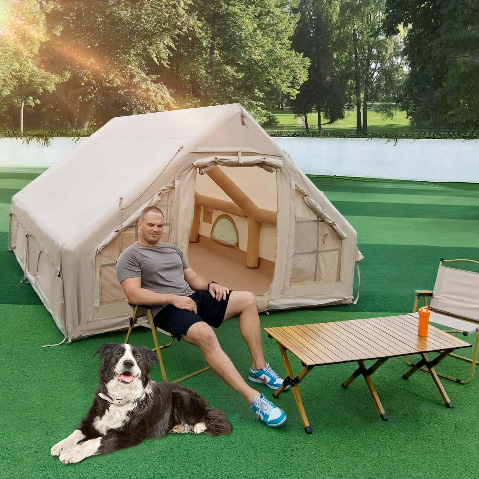 Vakiorn 12 Sq m Inflatable Air Tent 4-8 People Waterproof Oxford Fabric Instant Setup for Camping Outdoor Adventures