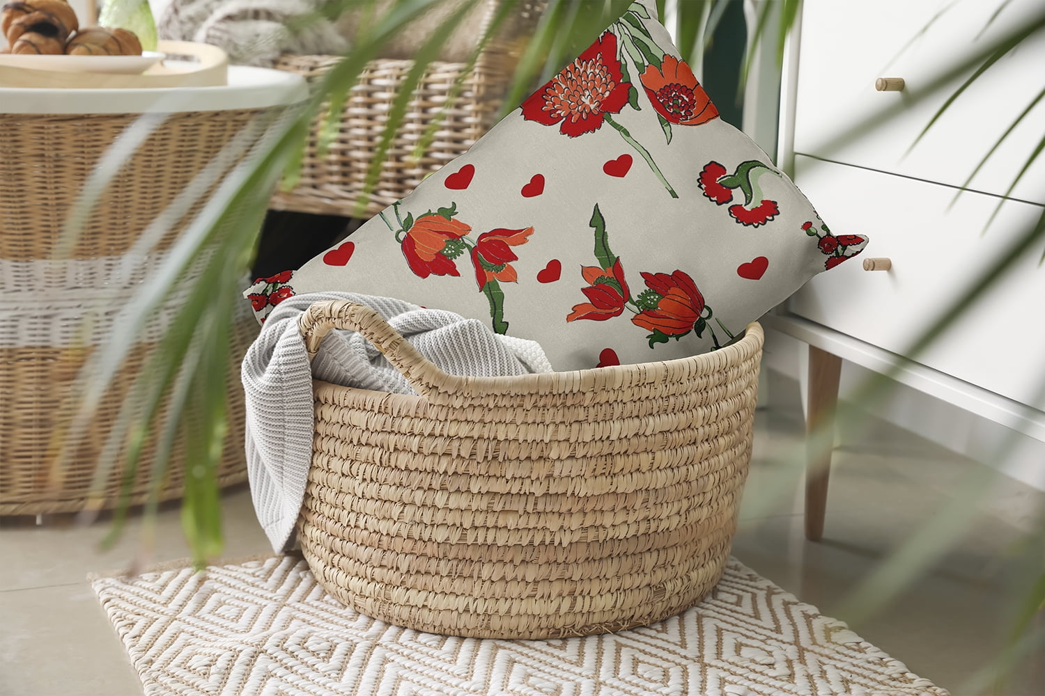 20" x 14" Simply Daisy Love In The Garden Polyester Indoor/Outdoor Pillow, Oatmeal Qty 1