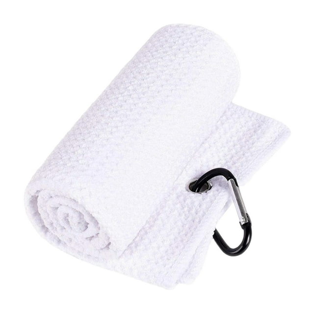 Toalla de golf con mosquetón, regalo para golfistas, toalla de secado rápido con estampado de gofres. Blanco