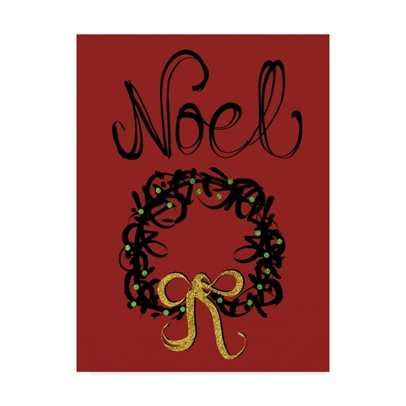 Trademark Fine Art 'Christmas Ink Wreath' Canvas Art by Cyndi Lou