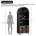 thumbnail image 2 of 71" Farmhouse Arched Wine Bar Cabinet, Whiskey Station with Wine Rack and Wine Glass Holder, Arched Display Cabinet, Liquor Bars Cabinet for Living Dining Room, Black, 2 of 8