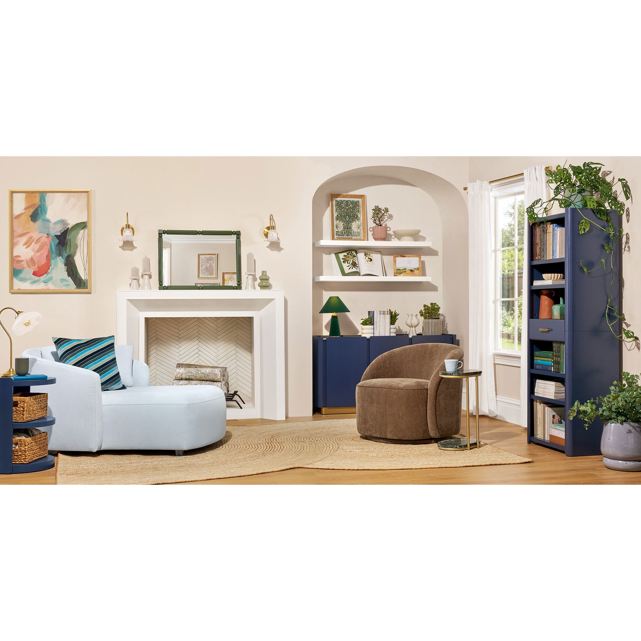 Beautiful Mae TV Stand for TV's up to 70" by Drew Barrymore, Starry Night Blue Finish