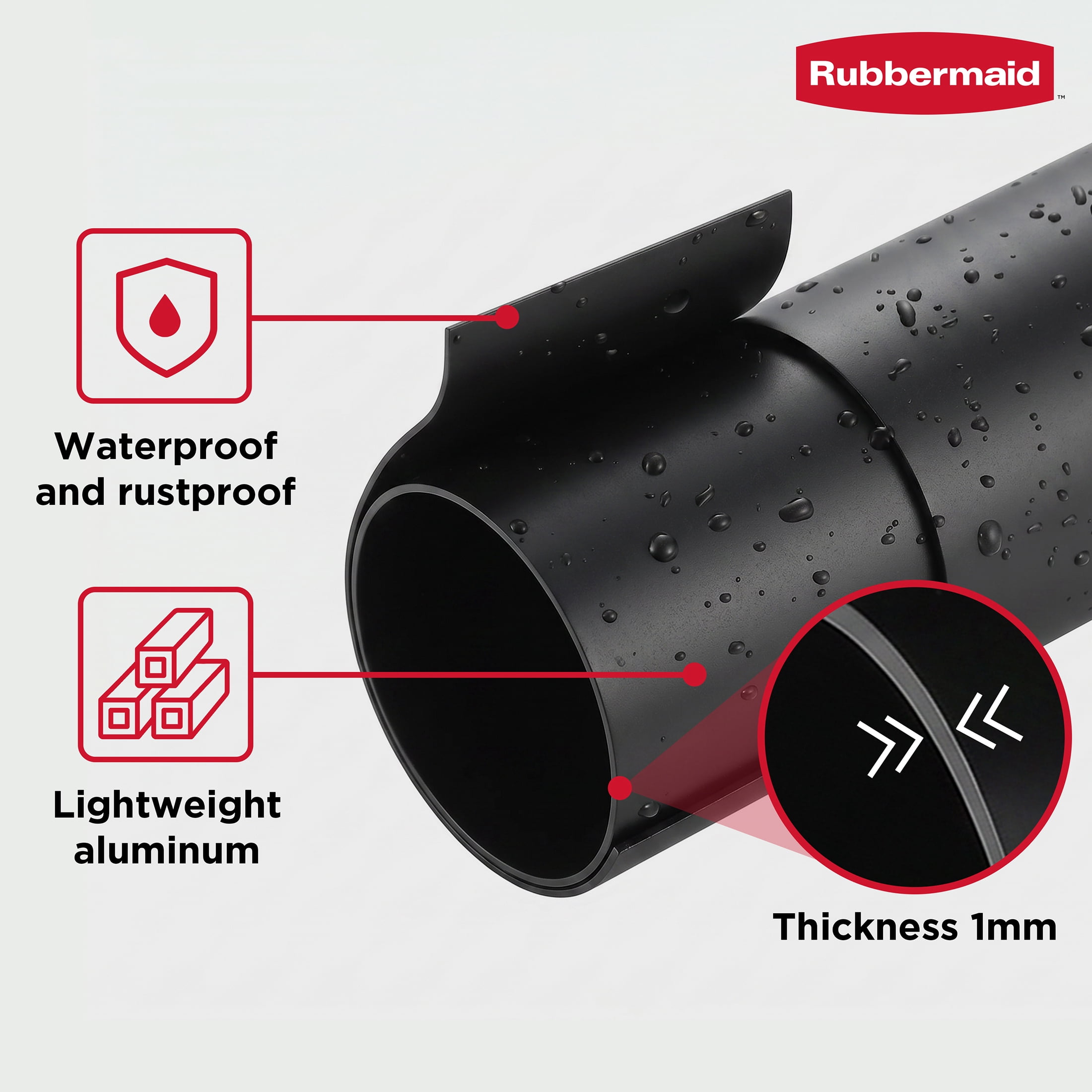 Rubbermaid No Drill Adjustable Tension Double Curved Shower Curtain Rod, Rustproof, 50" - 72", Matte Black
