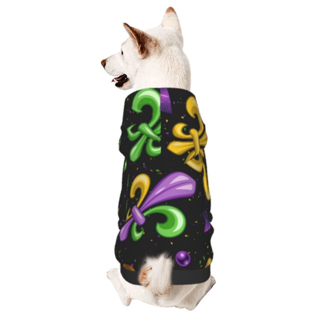 Fotbe Mardi Gras Carnival4 Sudadera con Estampado para Perros Pequeños – Suéter con Capucha para Mascotas, Tela Suave de Forro Polar con Bolsillo-Medium