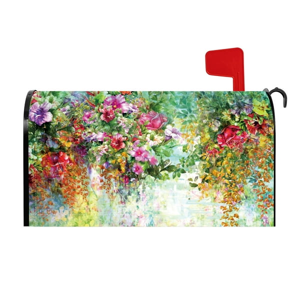 PBOBRIICH Nature Spring Abstract Flower Colorful Magnetic Mailbox Covers Standard Size 18x21