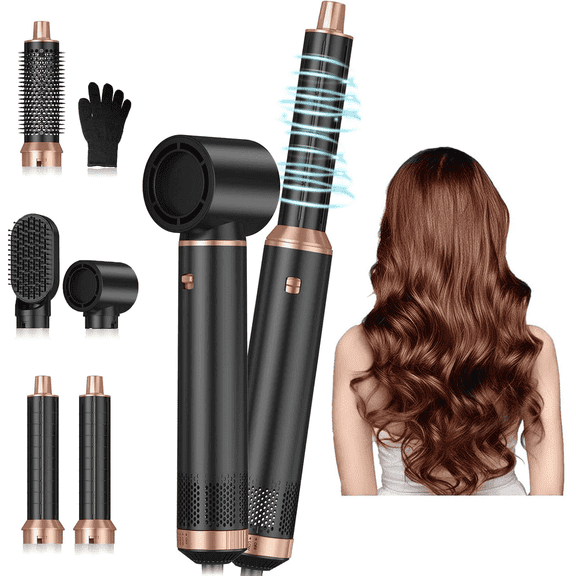 5 in 1 Blow Dryer Brush, Upgrade Hair Dryer Brush Air Curler Air Curling Wrap Styler, Detachable Hot Air Brush Negative Ion Curling Brush Iron, Hair Styling Tools for Drying Curling Straightening