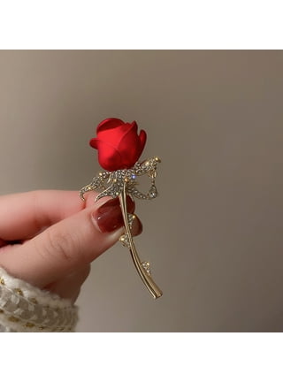 Coxeer Lapel Pin Fashionable Rose Flower Leaf Decor Chain Lapel Pin Lapel Brooch Pin Lapel Stick Pin, Adult Unisex, Size: One size, Blue