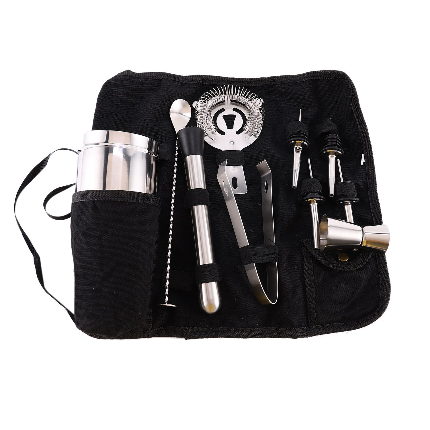 12Pcs Stainless Steel Cocktail Shaker Bar Set Bartender Kit Wine Martini Mixer Boston Shaker for