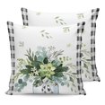 thumbnail image 7 of Outdoor Throw Pillow Cover Green Watercolor Botanical Leaves Waterproof Cushion Covers 2 Pack Black and White Buffalo Plaid Pillow Cases Home Decoration for Patio Garden Couch Sofa, 7 of 7