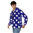 thumbnail image 3 of JUNZAN Navy And White Polka Dot Print Men's Zip Up Hoodie Athletic Hoodies Long Sleeve Hooded Sweatshirts With Pockets (S-3XL), 3 of 6