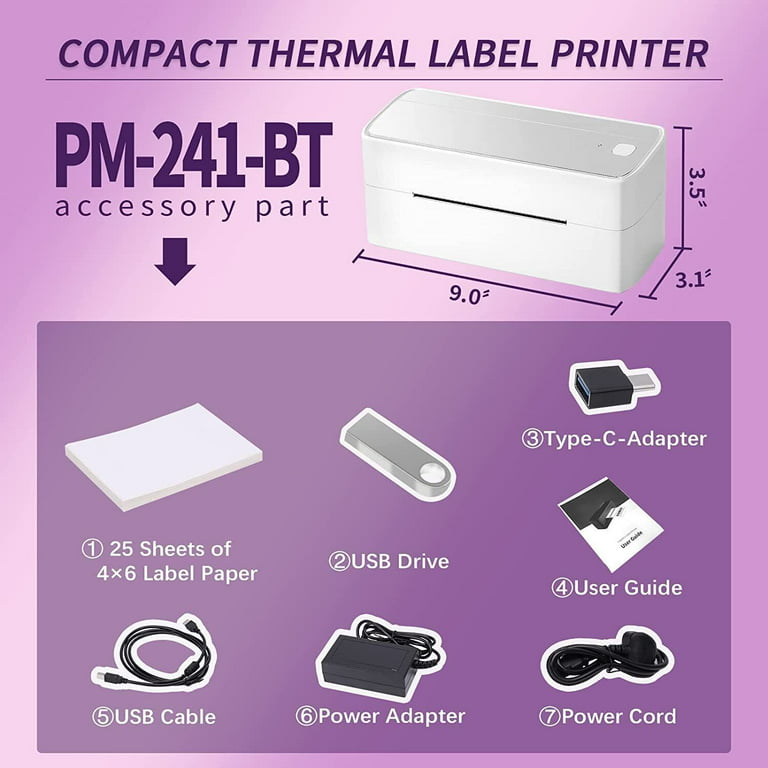 Phomemo 4 x 6 Thermal Shipping Paper Roll of 500 Labels Self-adhesive  Mailing