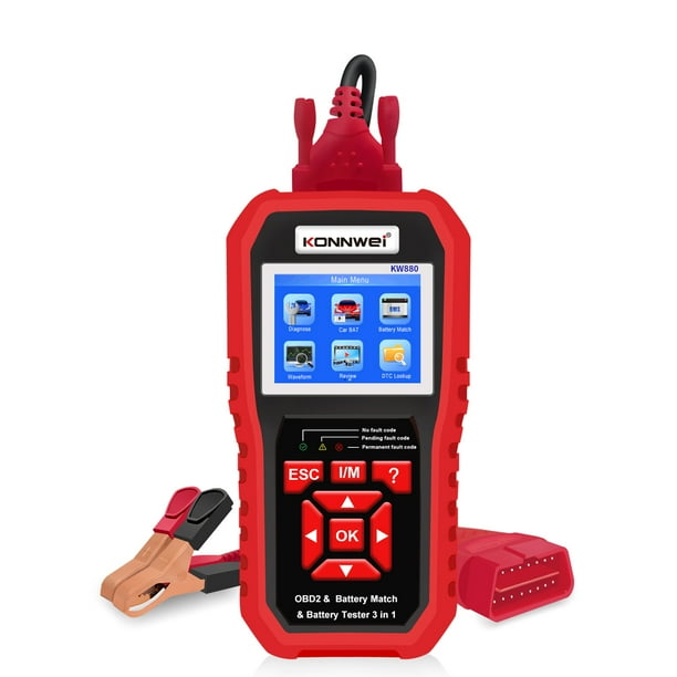 Detector de averías automóvil Probador de batería Universal KONNWEI KW880 y escáner de fallas de dia TOMSHOO Detector de averías automóvil