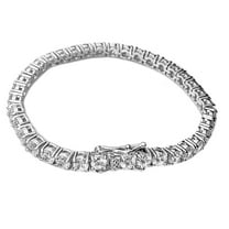 Men's Tennis Bracelet Solid Stainless Steel One Row Iced Bling Out AAA CZ 8" x 5MM Thick