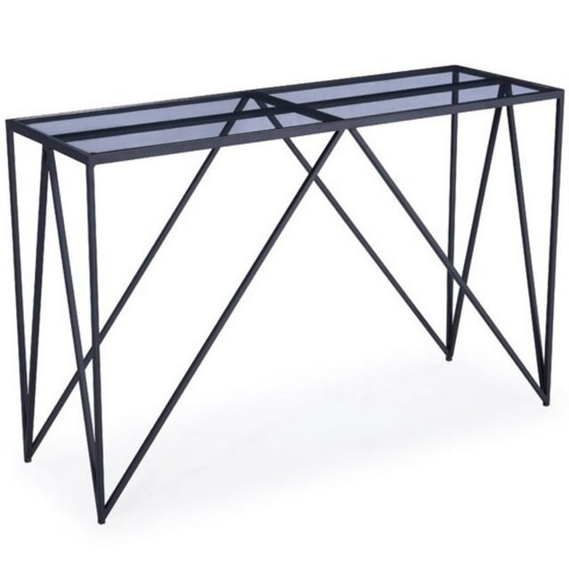 Home Gear Andes Table de Console en Verre de Transition en Métal en Noir