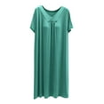 thumbnail image 4 of Diufon Nightgowns for Women Soft Thin Short Sleeve V Neck Pleated Pajamas Dress Casual Home Sleepwear, 4 of 5