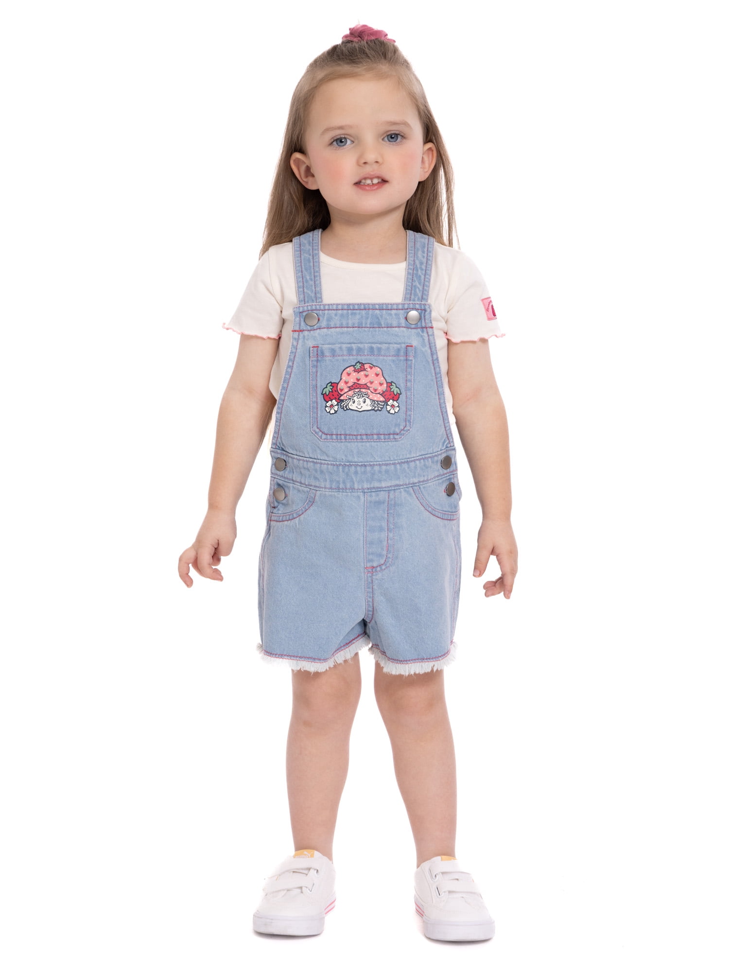 Strawberry Shortcake Toddler Girls Denim Shortall and Short Sleeve Tee Set, 2-Piece, Sizes 12M-5T