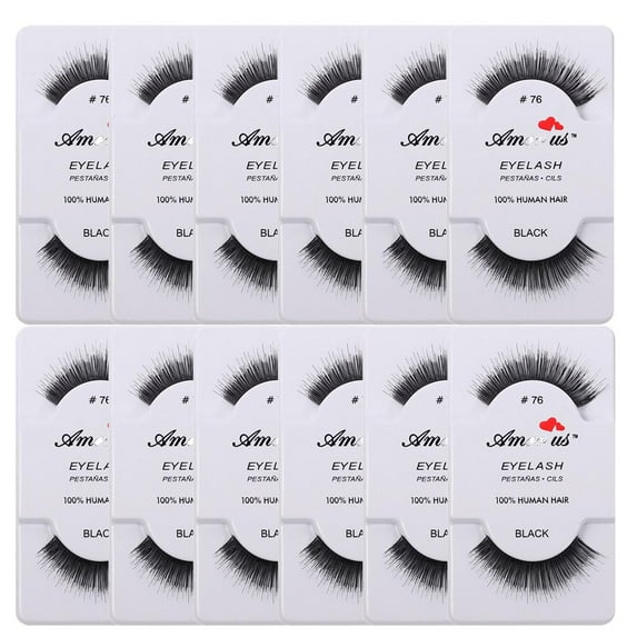 AmorUS 100 % Human Hair False Eyelashes (12 Pairs Multipack)