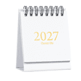 thumbnail image 2 of Small Desk Calendar 2027 Desktop Calendar 4 Inch Gold Foil Accent Spiral Bound Standing Desk Calendar Daily Flip Calendar Cute Compact Calendar White, 1 Pack, 2 of 7