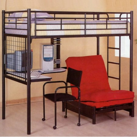 Coaster Furniture Black Student Loft Bed With Futon Chair Coaster Furniture Black Student Loft Bed With Futon Chair