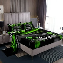 Erosebridal Racing Car Sheet Set Twin,Geometric Plaid Bedding Sets Twin Size,Black Green Twin Sheet Sets,Super Cozy Sport Bedroom Decorative,3pcs