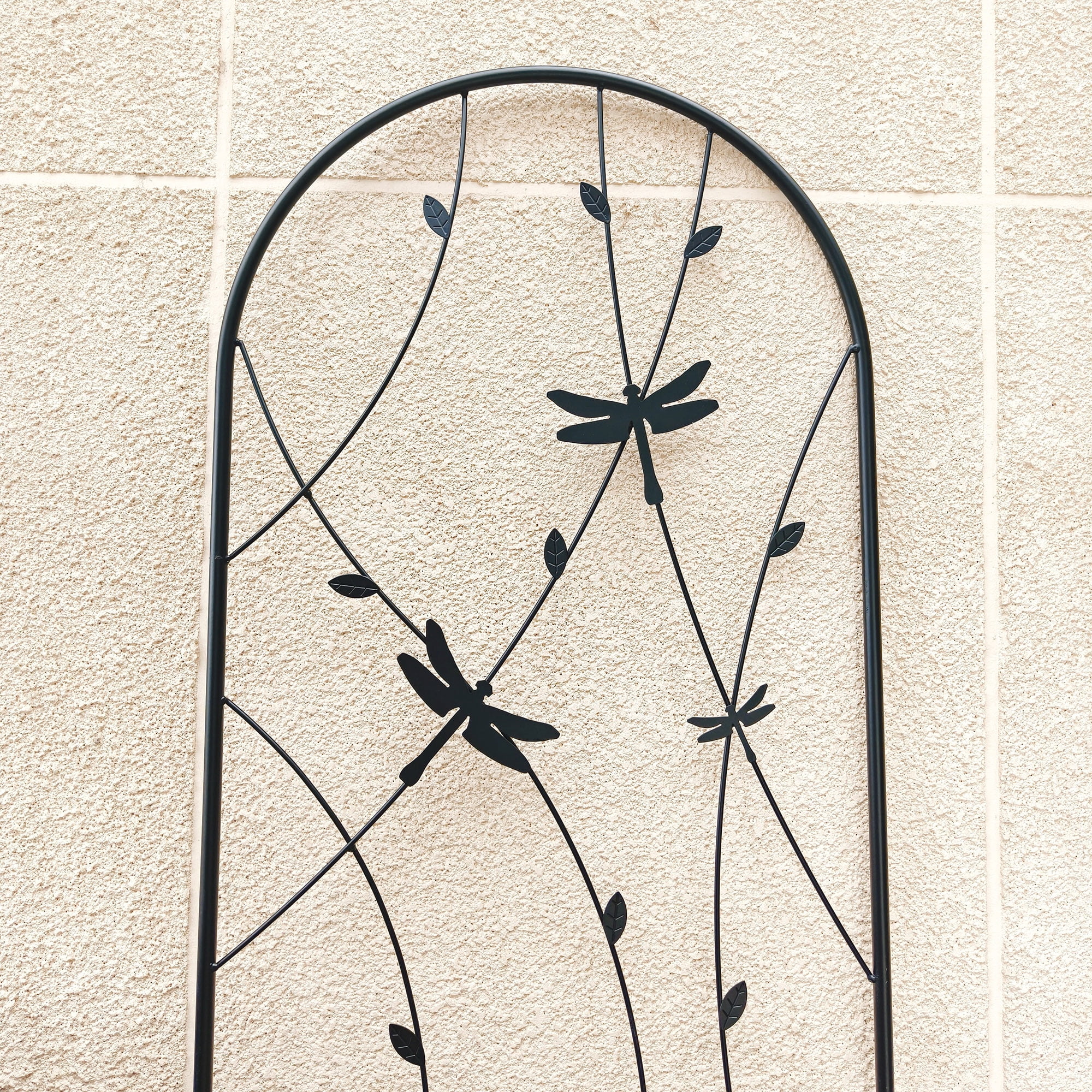 2 Pack Metal Garden Trellis 71" x 19.7" Rustproof Trellis for Climbing Plants Outdoor Flower Support Dragonfly Deco Black