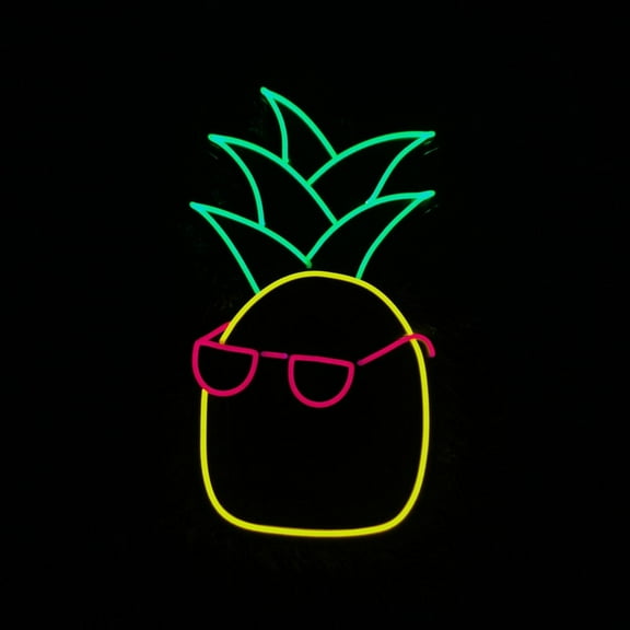 Handmadetneonsign Pineapple Sunglasses Neon Sign, Pineapple Wall Art Decor, Home Wall Decor