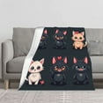 thumbnail image 2 of Cozy Flannel Blanket with Adorable Cartoon Cat Pattern - Soft Warm Perfect for Sofa Travel Bed and Chair, 2 of 7