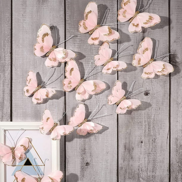 Papier rose papillon découpes papillons roses découpes papier papillon  décor papillon décoration de mur papillon 3D papillon Ensemble de 25 pc -   France