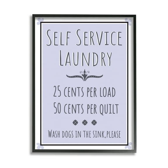 Stupell Industries Self Service Laundry Sign Soft Lavender Charm, 16 x 20, Designed by Darlene Seale