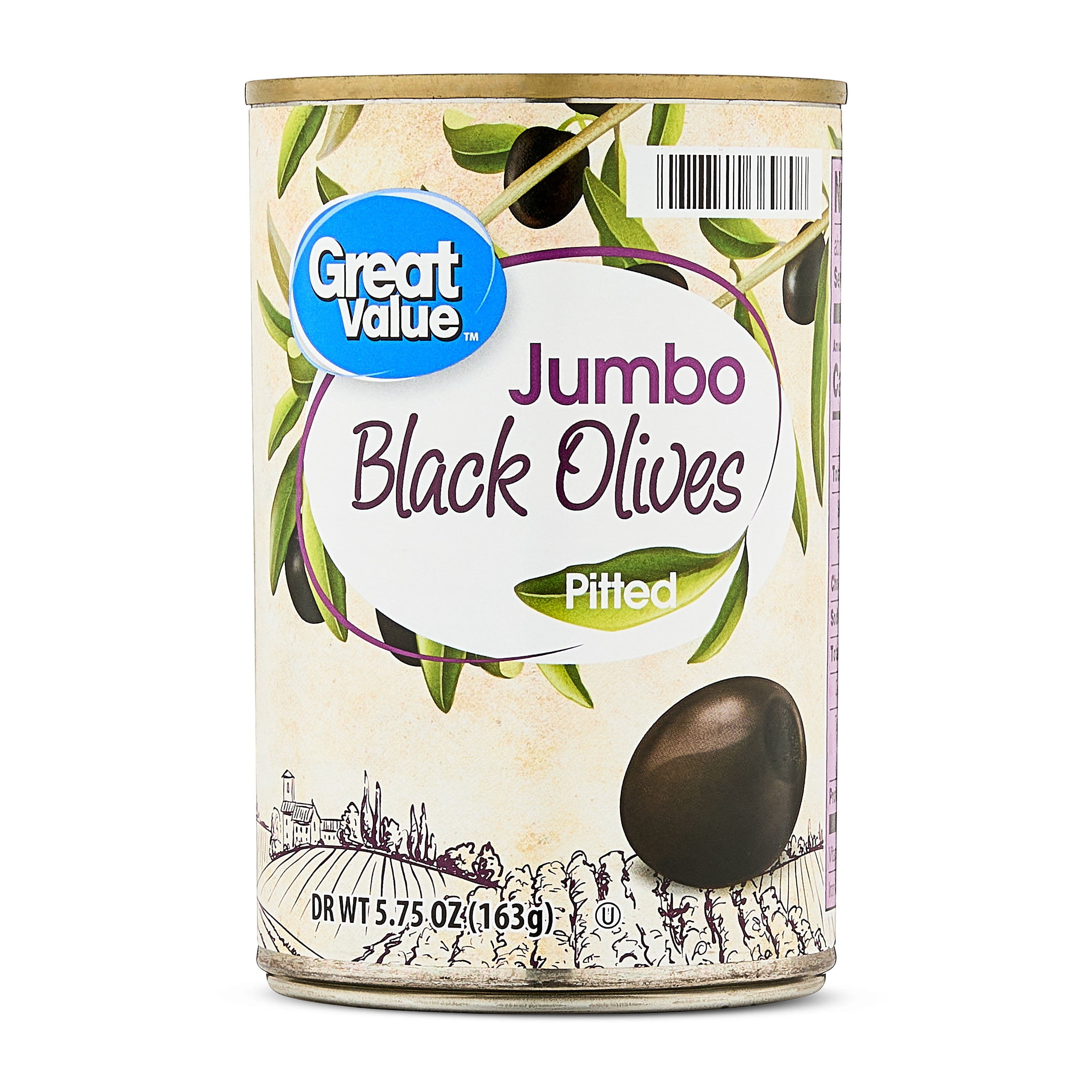 (6 pack) Great Value Jumbo Pitted Black Olives, 5.75 oz