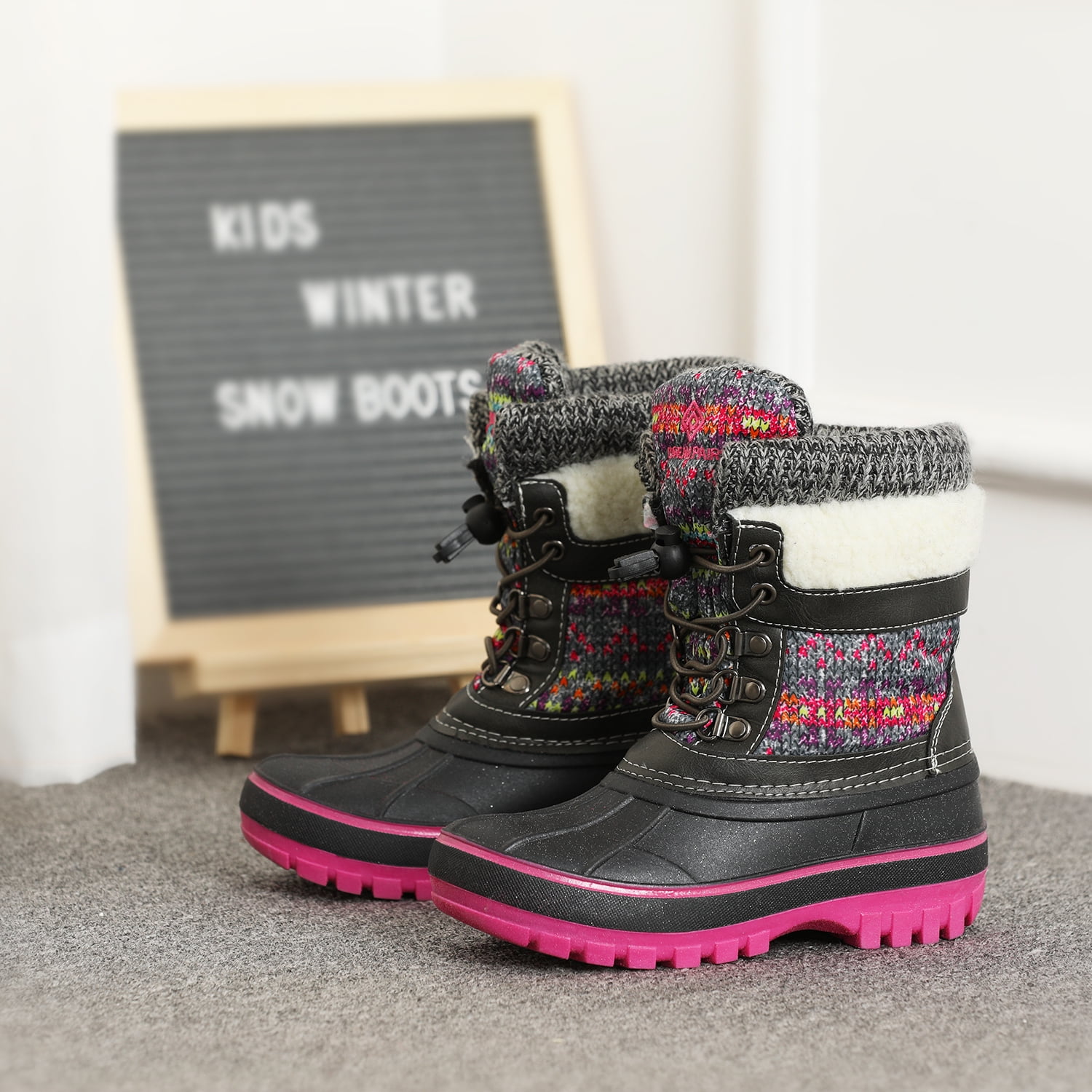 DREAM PAIRS Boys Girls Insulated Waterproof Snow Boots