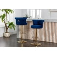 thumbnail image 2 of Modern Swivel Bar Stools Set of 2, Adjustable Counter Height Gold Barstools with Backs Upholstered Tufted Velvet Bar Chairs for Kitchen Island Counter Stools Taburetes Para Barra De Cocina Navy Blue, 2 of 9