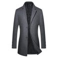 thumbnail image 1 of Men's Slim Fit Solid Mid Long Casual Lapel Wool Coat, 1 of 2