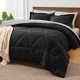 thumbnail image 4 of Bedelite Juego De Edredón Twin Xl De 5 Piezas De Cama En Una Bolsa – Juego De Cama Reversible De Microfibra Suave Para Cama Individual Extra Larga, Color Negro Con Edredones, Sábanas, Fundas De Almoha, 4 of 5
