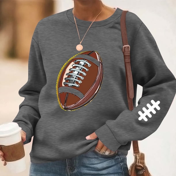 TaTaai Women Baseball Print Crew Neck Long Sleeve Drop Shoulder Top Hoodie Ladies Spring Autumn Daily Commute Street Wear Soft Comfortable No Fading Machine Washable Stylish Top Gift