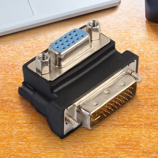 DVI-I 24+5 Macho a VGA 15 Pin Hembra 90° Ángulo Recto Adaptador Convertidor HD