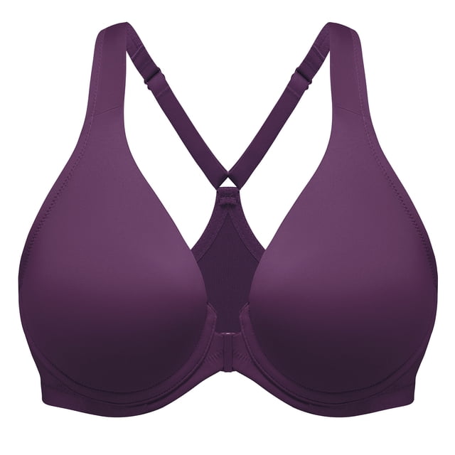MELENECA Women's Racerback Front Closure Bras Plunge Unlined Full Coverage Seamless Underwire Bra Grape Wine 40D