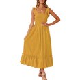 thumbnail image 1 of Txlixc - Vestido midi de verano para mujer, informal, con tirantes finos, sin mangas, de talle alto, fluido, línea A, largo Txlixc Estilo de ocio, 1 of 6